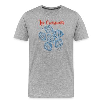 Les Croissants Blaue Skizzen - Männer Premium Bio T-Shirt - Grau meliert - Vorne - Damien (186cm)