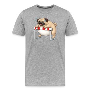 Carlin sur haie Course ironique de haies en disant - T-shirt bio Premium Homme - gris chiné - Devant - Damien (186cm)