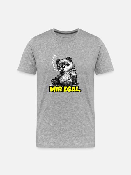 Mir egal. – Grumpy Bär (Sarkasmus Sketch) - Männer Premium Bio T-Shirt - Grau meliert