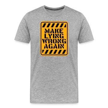 Logo de déclaration politique « Make Fooling Wrong Again » - T-shirt bio Premium Homme - gris chiné - Devant - Damien (186cm)