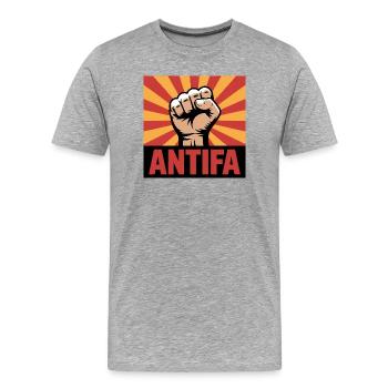 Antifa - Antifascist Merch - Men's Premium Organic T-Shirt - heather grey - Front - Damien (186cm)
