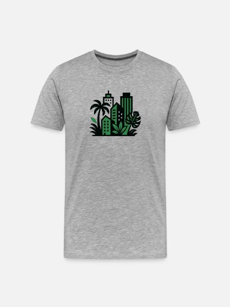 Green Cityscape Jungle Style - Men's Premium Organic T-Shirt - heather grey