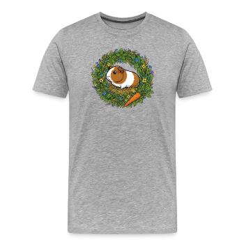 Cobaye dans le nid de couronnes de fleurs - T-shirt bio Premium Homme - gris chiné - Devant - Damien (186cm)