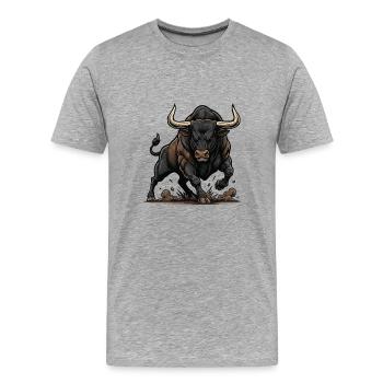 Furious Taurus Charge Power - Men's Premium Organic T-Shirt - heather grey - Front - Damien (186cm)