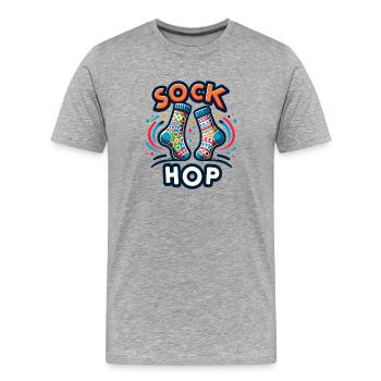 Sock Hop Farbenfrohe Socken - Männer Premium Bio T-Shirt - Grau meliert - Vorne - Damien (186cm)