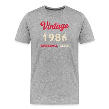 Vintage 1986 – Baseball Club Retro Birth Year - Men's Premium Organic T-Shirt - heather grey - Front - Damien (186cm)