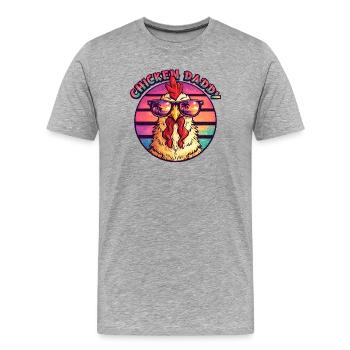 Chicken Daddy Retro Hahn Sonnenbrille Design - Männer Premium Bio T-Shirt - Grau meliert - Vorne - Damien (186cm)