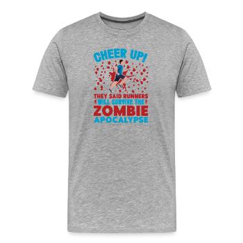 Running Cheer Up They Said Runners Survive - Männer Premium Bio T-Shirt - Grau meliert - Vorne - Damien (186cm)