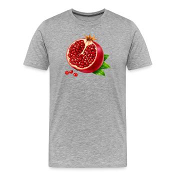 Halber Granatapfel realistisch   - Männer Premium Bio T-Shirt - Grau meliert - Vorne - Damien (186cm)
