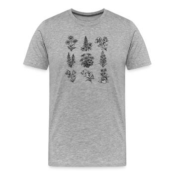 Nachtblüten-Botanik Muster - Männer Premium Bio T-Shirt - Grau meliert - Vorne - Damien (186cm)