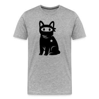 Chat Masqué avec Étoile – Antifascisme Antifa - T-shirt bio Premium Homme - gris chiné - Devant - Damien (186cm)