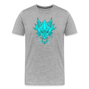 Tête de dragon de glace géométrique - T-shirt bio Premium Homme - gris chiné - Devant - Damien (186cm)