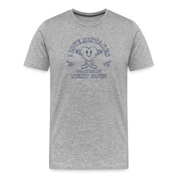 Love Mistakes – Retro Comic Flirt Saying - Men's Premium Organic T-Shirt - heather grey - Front - Damien (186cm)