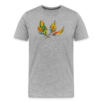 feuilles - T-shirt bio Premium Homme - gris chiné - Devant - Damien (186cm)