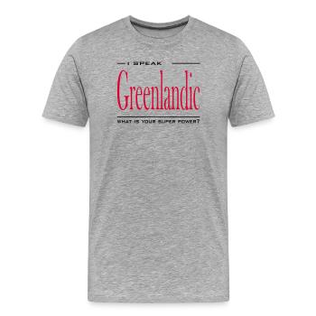 Super Power Greenlandic - Men's Premium Organic T-Shirt - heather grey - Front - Damien (186cm)