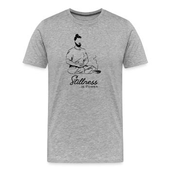 Stillness is Power - Men's Premium Organic T-Shirt - heather grey - Front - Damien (186cm)