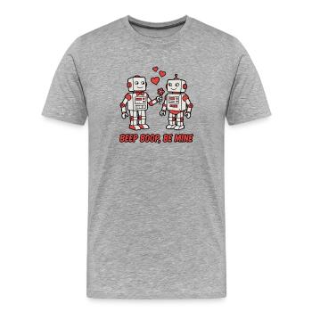 Beep Boop Be Mine Cute Robot Valentine - Men's Premium Organic T-Shirt - heather grey - Front - Damien (186cm)