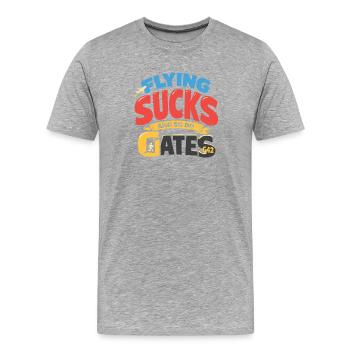 Reiseangst-humor, Flughafen-chaos, Fliegen Ist - Männer Premium Bio T-Shirt - Grau meliert - Vorne - Damien (186cm)