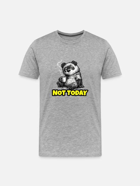 Not Today – Grumpy Bear Coffee (Sketch) - Men's Premium Organic T-Shirt - heather grey