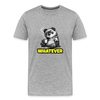 Whatever – Grumpy Bear Coffee (Sketch) - Männer Premium Bio T-Shirt - Grau meliert - Vorne - Damien (186cm)