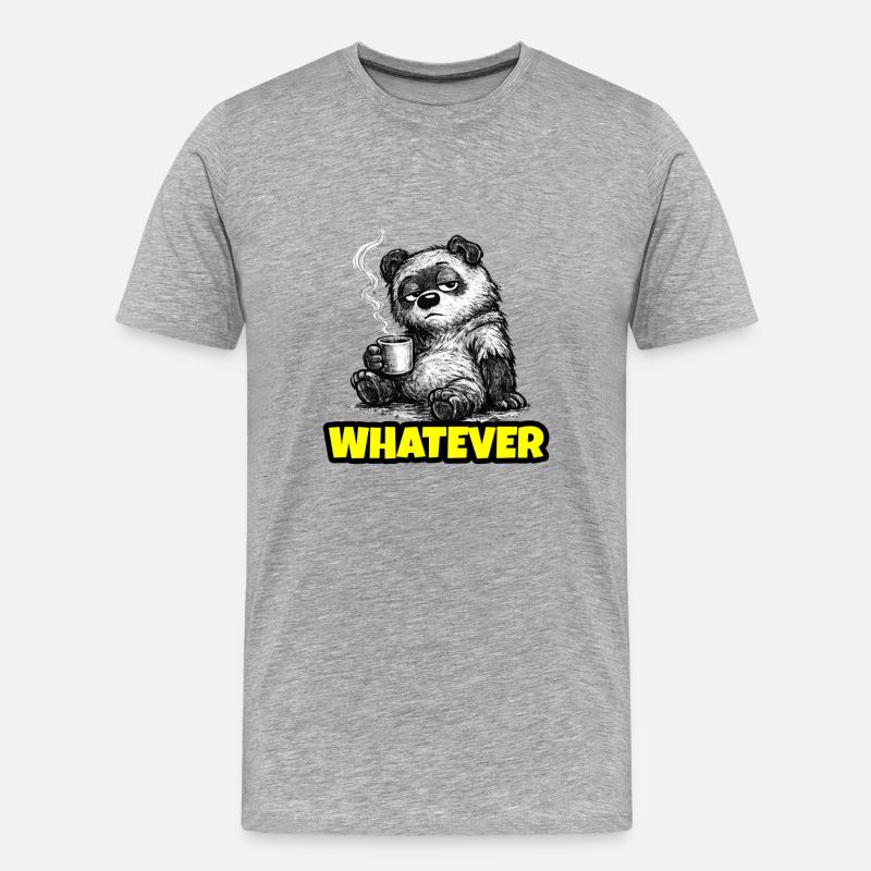 Whatever – Grumpy Bear Coffee (Sketch) - T-shirt bio Premium Homme - gris chiné