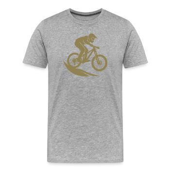 Minimalistische Mountainbike Downhill Fahrrad - Männer Premium Bio T-Shirt - Grau meliert - Vorne - Damien (186cm)