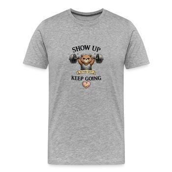 Keep Going - Männer Premium Bio T-Shirt - Grau meliert - Vorne - Damien (186cm)