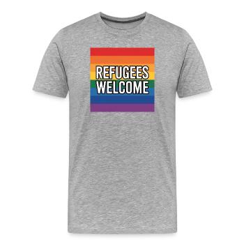 Refugees Welcome - Antifascist Merch - Männer Premium Bio T-Shirt - Grau meliert - Vorne - Damien (186cm)