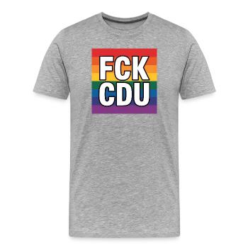 FCK CDU - Anti CDU Meme - Männer Premium Bio T-Shirt - Grau meliert - Vorne - Damien (186cm)