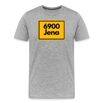 RETRO PLZ 6900 JENA, OSTALGIE DDR DAMALS GESCHENK - Männer Premium Bio T-Shirt - Grau meliert - Vorne - Damien (186cm)