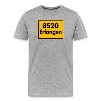 RETRO PLZ 8520 ERLANGEN, FRANKEN STYLE, GESCHENK - Männer Premium Bio T-Shirt - Grau meliert - Vorne - Damien (186cm)
