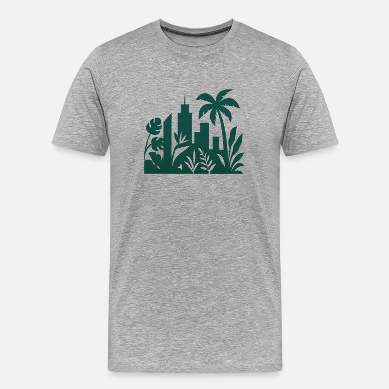 Dschungelstadt Skyline Silhouette - Männer Premium Bio T-Shirt - Grau meliert