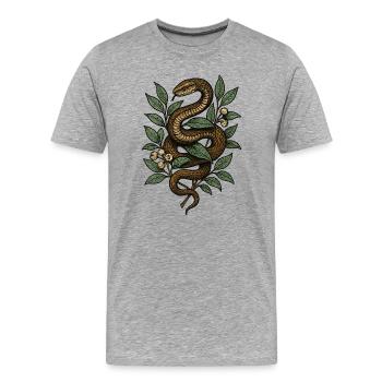Snake in the network of leaves - Men's Premium Organic T-Shirt - heather grey - Front - Damien (186cm)