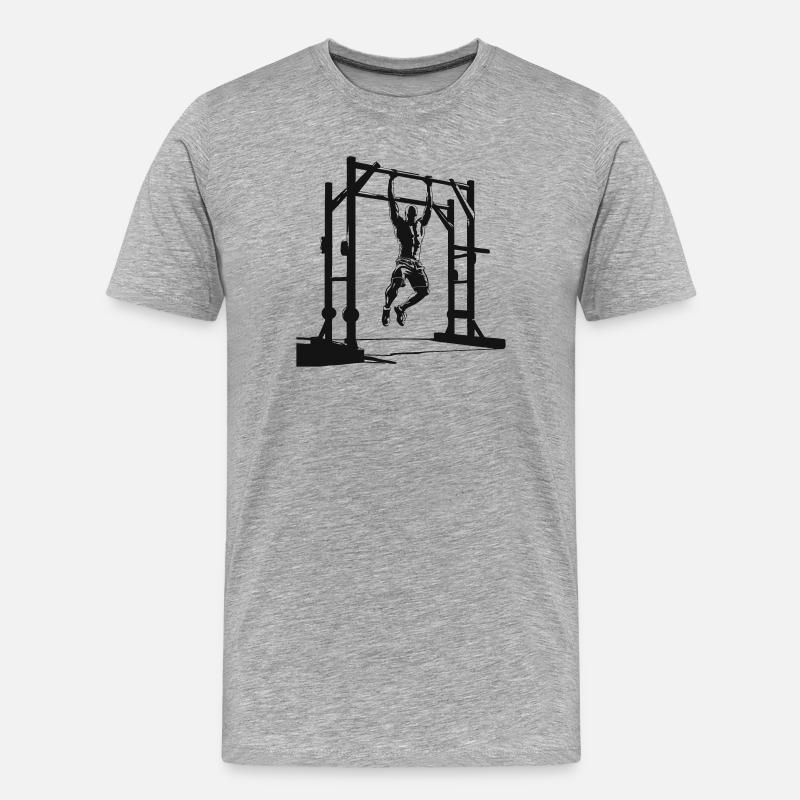 Pull-Up Silhouette - Männer Premium Bio T-Shirt - Grau meliert