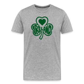 Celtic Shamrock Heart Ireland - Men's Premium Organic T-Shirt - heather grey - Front - Damien (186cm)