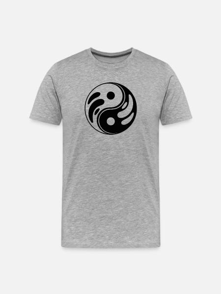 Yin Yang Balance Pattern - Men's Premium Organic T-Shirt - heather grey