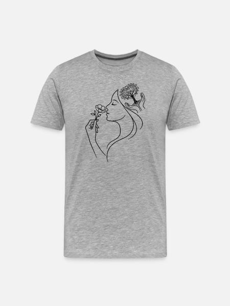 Frau Florale Natur - Männer Premium Bio T-Shirt - Grau meliert