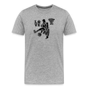 Ich liebe Basketball - Männer Premium Bio T-Shirt - Grau meliert - Vorne - Damien (186cm)