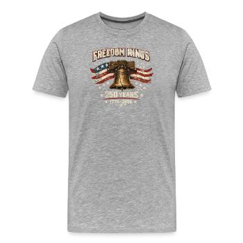 250 ans d’anniversaire de l’Amérique de Freedom Rings - T-shirt bio Premium Homme - gris chiné - Devant - Damien (186cm)