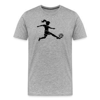 Silhouette féminine de football - T-shirt bio Premium Homme - gris chiné - Devant - Damien (186cm)