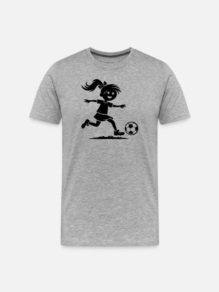 Fussball Mädchen - Männer Premium Bio T-Shirt - Grau meliert