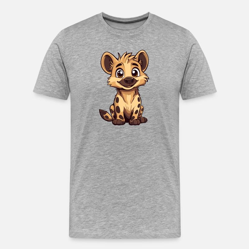 Süße Hyänenfigur im Cartoon-Stil - Männer Premium Bio T-Shirt - Grau meliert