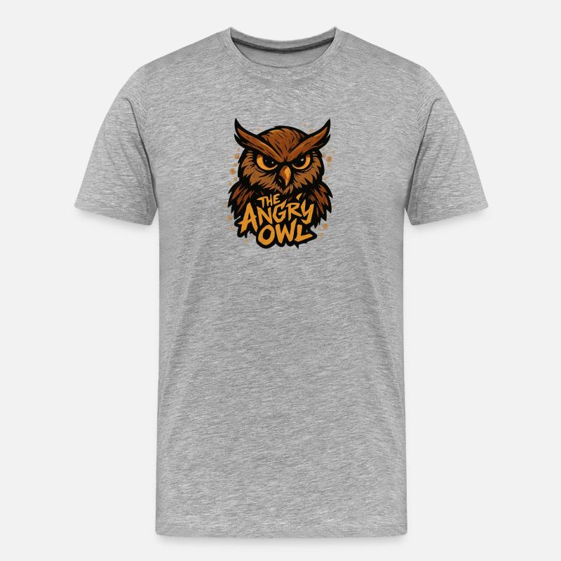 Die wütende Eule - Männer Premium Bio T-Shirt - Grau meliert