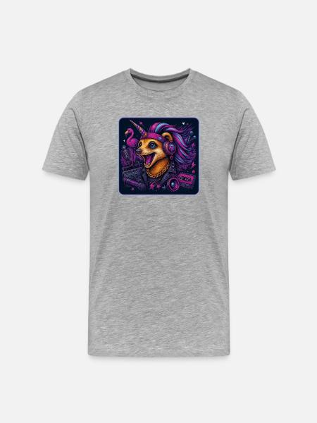 Erdmännchen Einhorn Party - Männer Premium Bio T-Shirt - Grau meliert