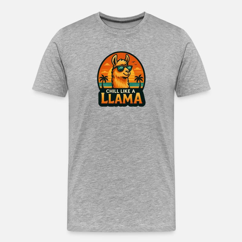 Chill wie ein Lama - Männer Premium Bio T-Shirt - Grau meliert