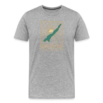 Fuschlsee Sonnenstrahl Vintage - Männer Premium Bio T-Shirt - Grau meliert - Vorne - Damien (186cm)