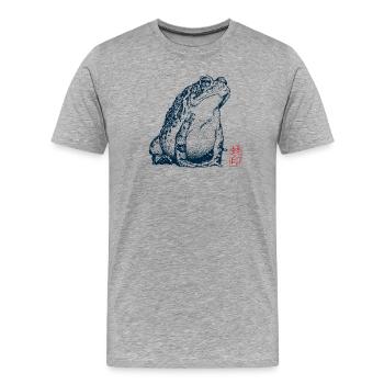 Grenouille japonaise avec kanji - T-shirt bio Premium Homme - gris chiné - Devant - Damien (186cm)