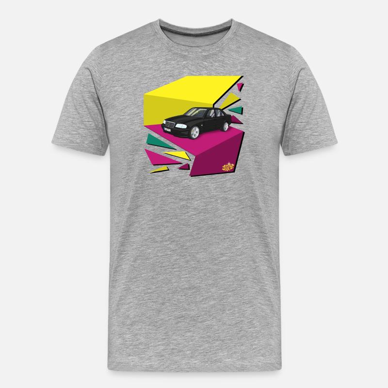 Schwarzer Wagen Neon-Geometrie - Männer Premium Bio T-Shirt - Grau meliert