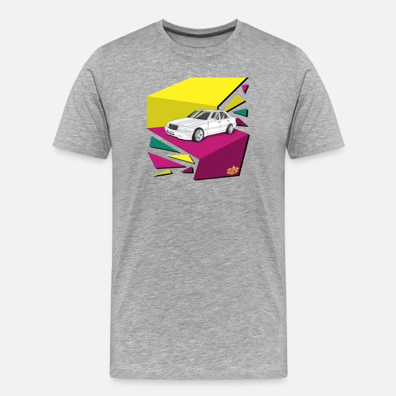 Retro Auto Neonflächen 80‘s - Männer Premium Bio T-Shirt - Grau meliert
