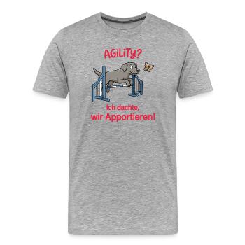 Erreur drôle de récupération d’un chien agilité - T-shirt bio Premium Homme - gris chiné - Devant - Damien (186cm)